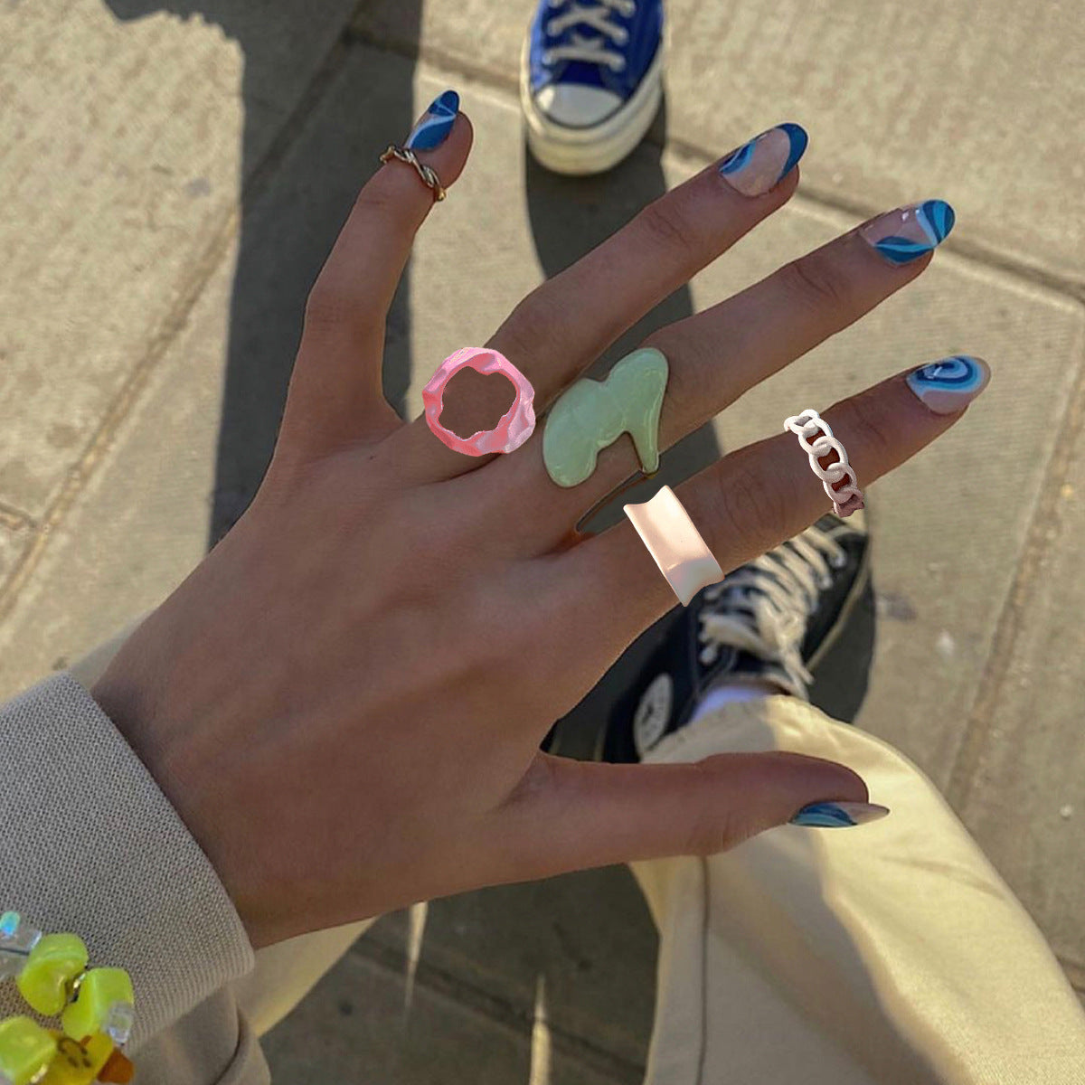 Macaron Dessert Ring Alloy Opening Adjustable Ring For Women Gift For Her Cute Fashion Accessory Jewelry Daily Wear