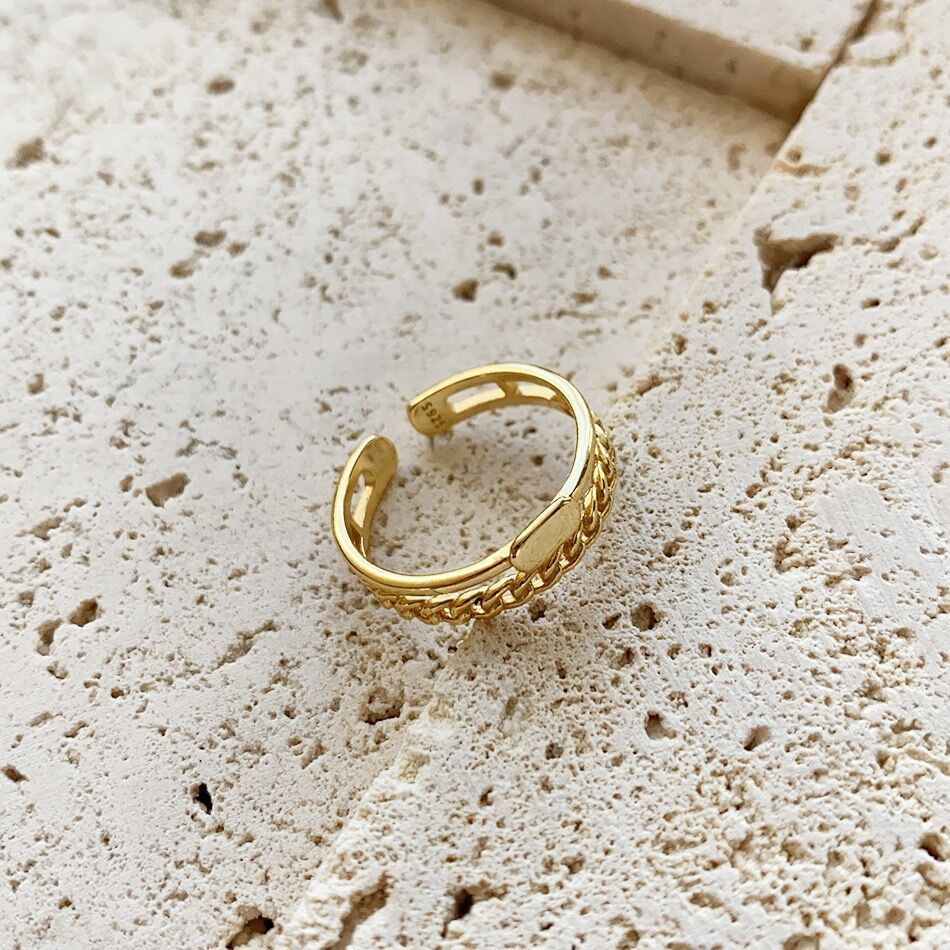 Womens 925 Silver Ring Double Layer Minimalist Geometric Electroplated Jewelry For Women And Girls Silver Or Gold