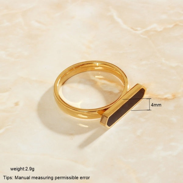 Men's Fashion Titanium Steel Ring Electroplated Stainless Steel Band Simple Stylish Plating Ring for Men Black and White