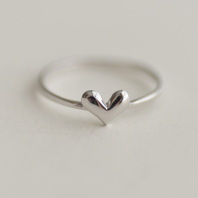 Womens Heart Ring 925 Sterling Silver Adjustable Opening Ring Smooth Design Silver Heart Ring For Girls Sizing
