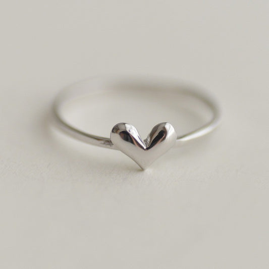 Womens Heart Ring 925 Sterling Silver Adjustable Opening Ring Smooth Design Silver Heart Ring For Girls Sizing