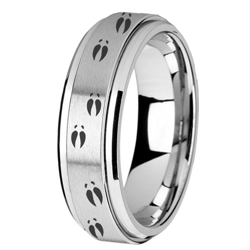 Unisex Titanium Spinner Ring With Deer Footprints Design Durable Everyday Wear Jewelry For Men And Women Today