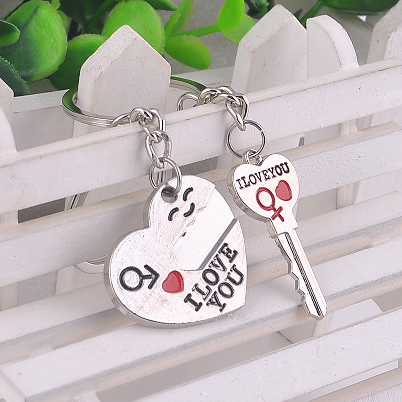 Heart Shaped Keychain Metal Key Ring Silver Zinc Alloy Key Chain Romantic Keepsake For Couples Pendant For You