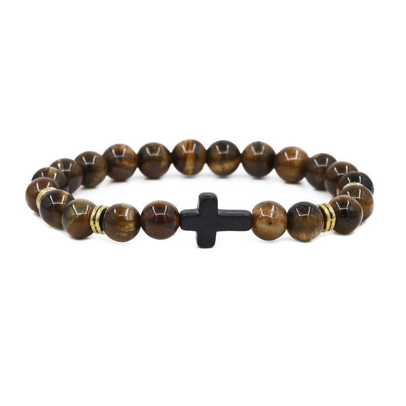 Unisex Natural Stone Beaded Bracelet Alloy Accent 8mm Beads For Men And Women Color Variants Perfect Accessory