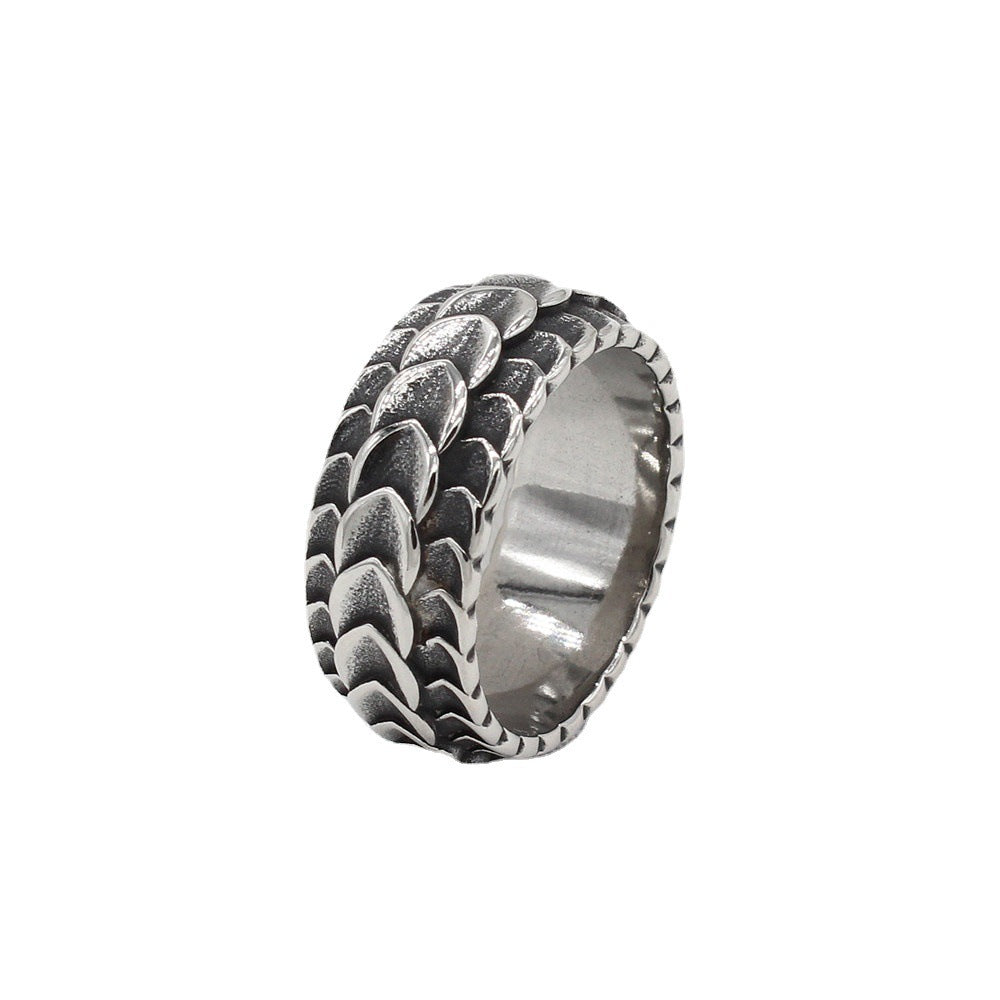Mens Dragon Ring With Retro Titanium Steel Dragon Pattern Scale Domineering Statement Jewelry For Everyday Use