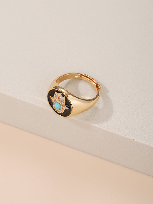 Elegant Coppery Zircon Geometric Ring for Women Electroplated Jewelry Everyday Wear Fashion Accessory Suitable