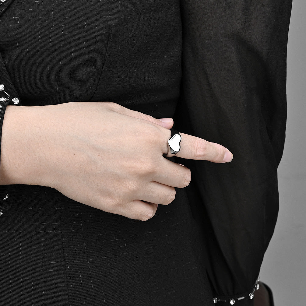 Unisex Titanium Steel Heart Shaped Ring Polished Stainless Steel Jewelry Geometric Design Size 5 6 7 8 9 Everyday