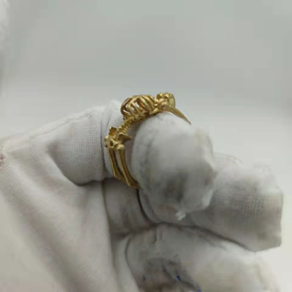 Mens Womens Pure Copper Ring Personality Skull Design Fashion Geometry Ring Gold Color Statement Ring for Men and Women Skull Jewelry