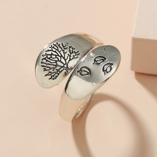 Womens Personalized Ring Ancient Silver Plated Copper Geometrical Design Fashion Rings Dual Use Statement Ring
