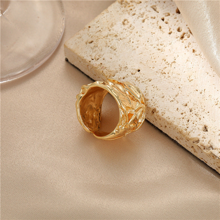 Copper Split Ring Necklace With Concave Convex Lava Plate Ring 15mm Inside Diameter Irregular Design Jewelry For Women