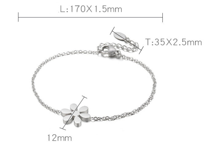 Womens Titanium Steel Flower Pattern Bracelet Elegant Floral Design Stainless Jewelry Gift Gold Finish Jewelry