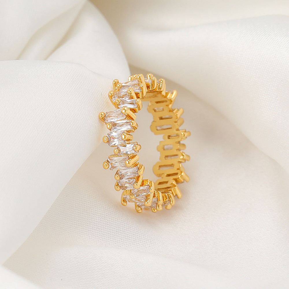 Unisex Copper Ring Polished Gold Geometric Design Hip Hop Ring Jewelry Gift for Fashion Everyday Wear Look Now