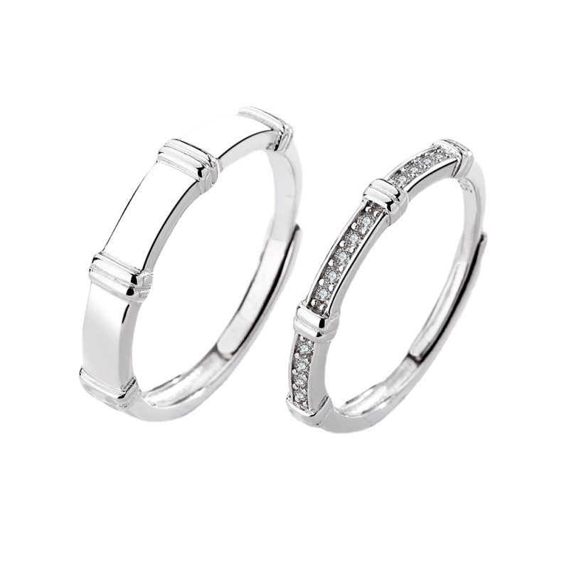 Couple Ring Set Adjustable Opening Rings For Him And Her Matching Promise Rings 925 Silver For Couples Jewelry