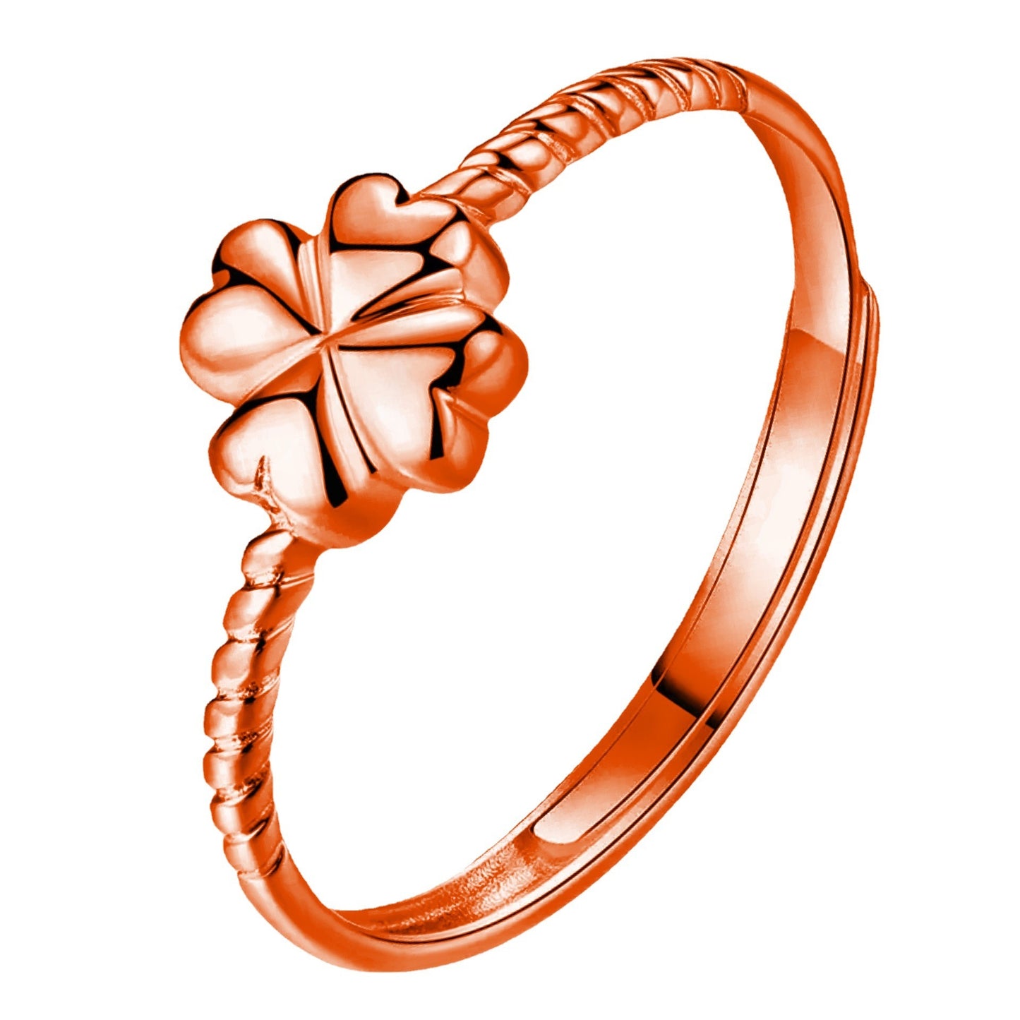 Unisex Adjustable Opening Four Leaf Clover Ring Copper Electroplated Geometric Index Finger Ring Color Gold For