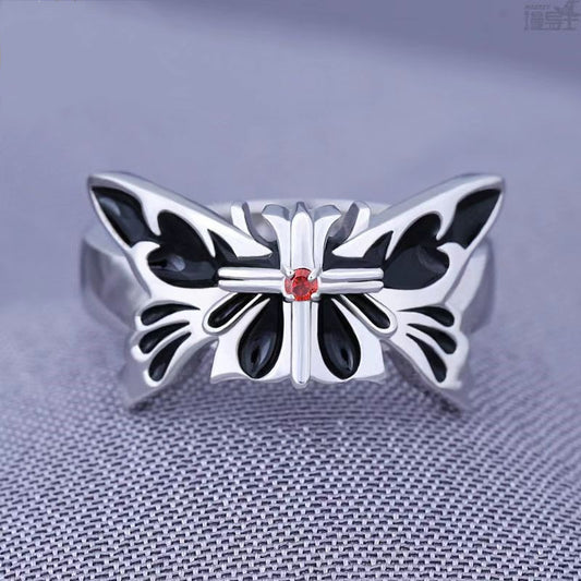 Womens Flower Ring with Butterfly Fresh Sweet Copper Adjustable Ring Six Flower Ring Anime Ring Womens Fashion Ring and Beautiful Appearance Ring Jewelry