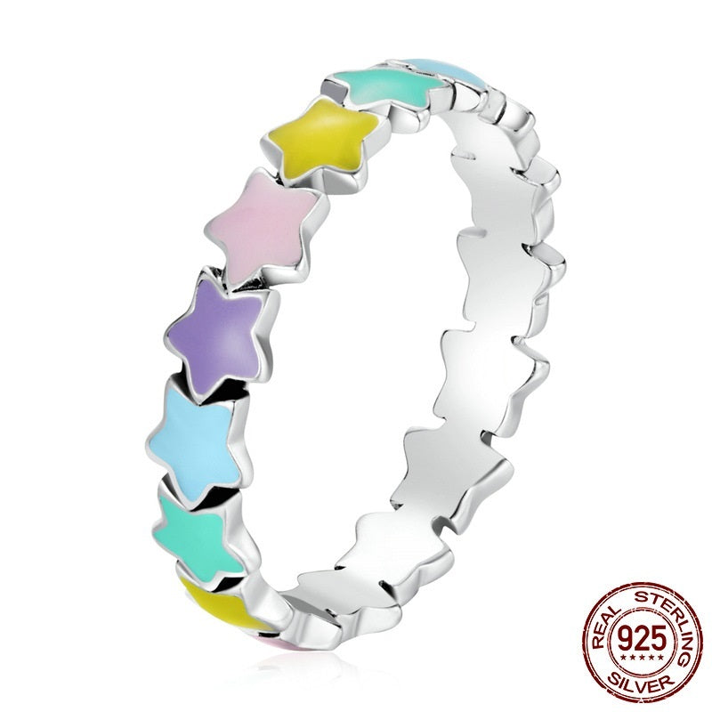 Sterling Silver Five Point Star Ring For Women And Girls European American Gift Individually Packaging Holiday