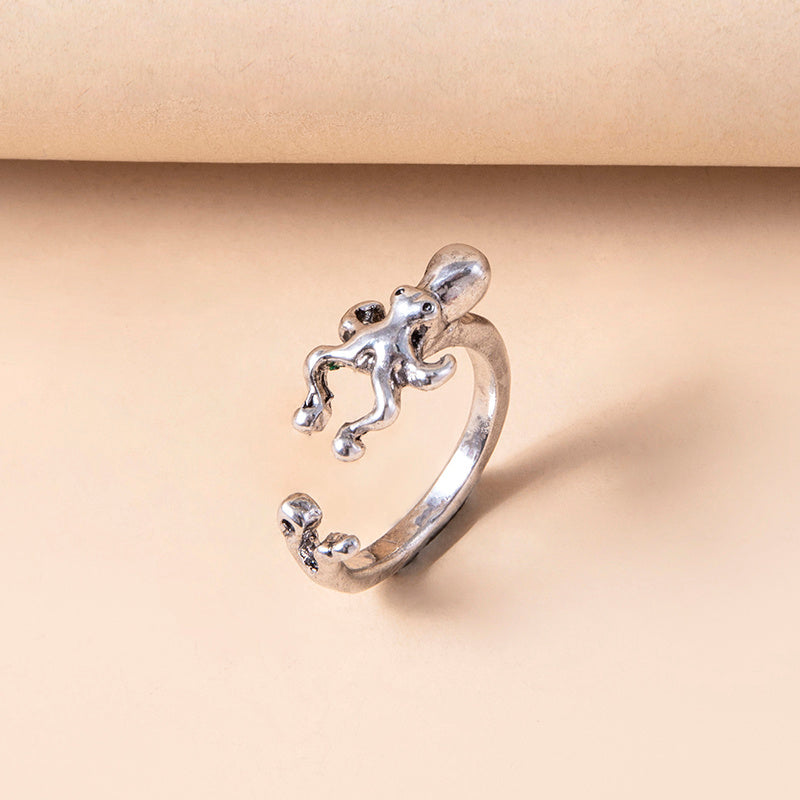 Vintage Octopus Ring Adjustable Animal Ring For Women And Men Antique Gold And Antique Silver Tone Elegant Classic