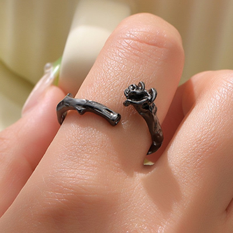 Unisex Open Ring Vintage Flower Electroplated Alloy Adjustable Split Ring Rose And Flower Geometric Shape Design