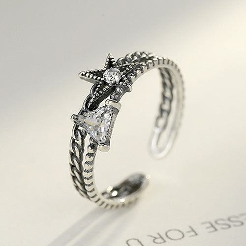 Sterling Silver Star Ring Adjustable Open Band For Women 925 Jewelry With Dainty Shine Everyday Wear Gift For Daily Use