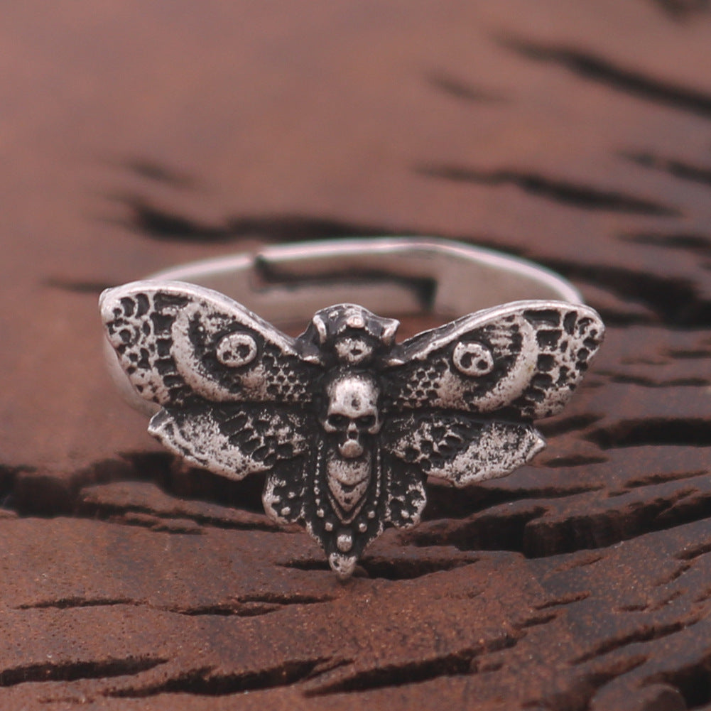 Women's Adjustable Butterfly Ring Open Mouth Electroplated Catalpa Alloy Antique Silver European Style Jewelry Ornament