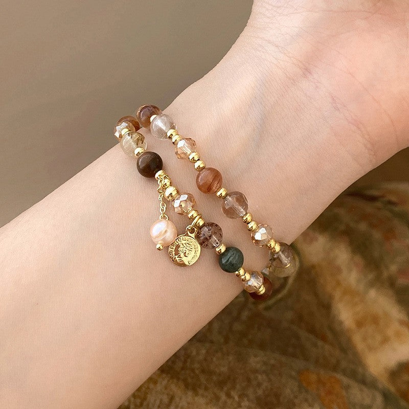 Women Electroplated Bracelet With Artificial Crystal Chic Design Fashionable Bangle Jewelry For Women And Girls