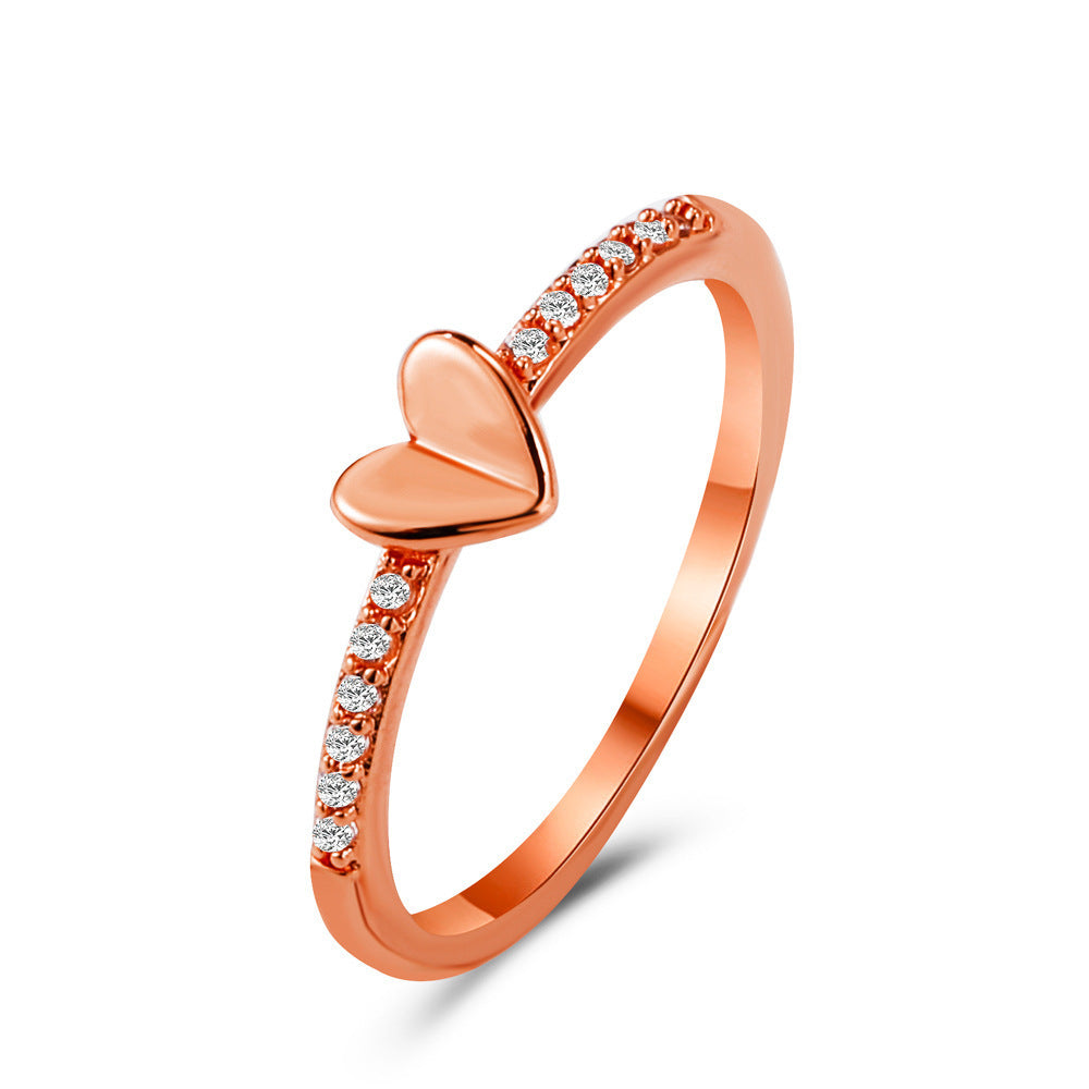 Copper Geometric Love Ring Electroplated Band Korean Fashion Jewelry For Her Valentines Day Gift Statement Ring