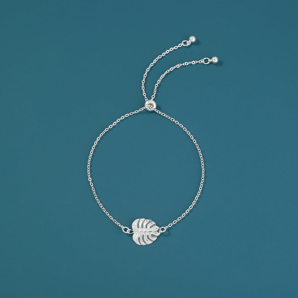 Glow In Dark Copper Electroplated Bracelet With Silver Leaf Charm For Women European Fashion Jewelry Wrist Band