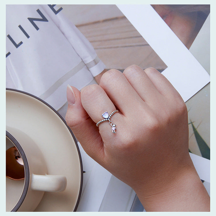 Cute Bear Balloon Ring For Girls Silver Charm Band Ring Women Size 6 Fashion Jewelry Delicate Silver Tone Gift
