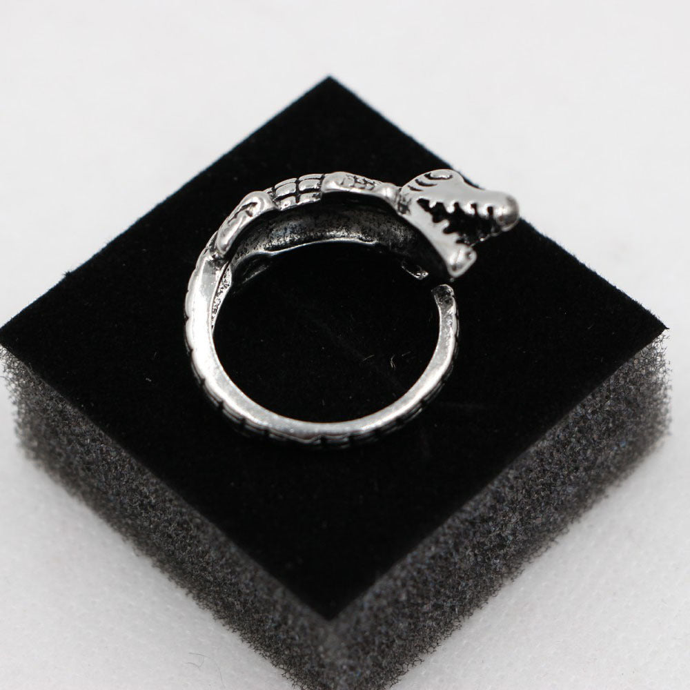 Mens Adjustable Star Ring Alloy Electroplated Metal Fashion Jewelry Crocodile Design Polish Inner Diameter 2cm