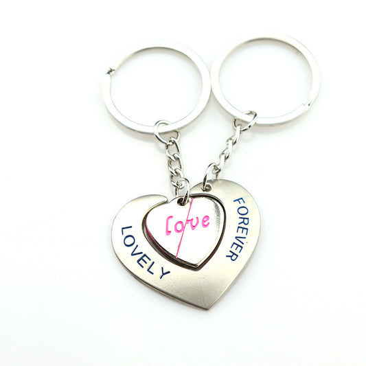 Couple Keychain Set Heart Shaped Matching Keychains Lovers Zinc Alloy Pendant Anniversary Gift Valentines Days