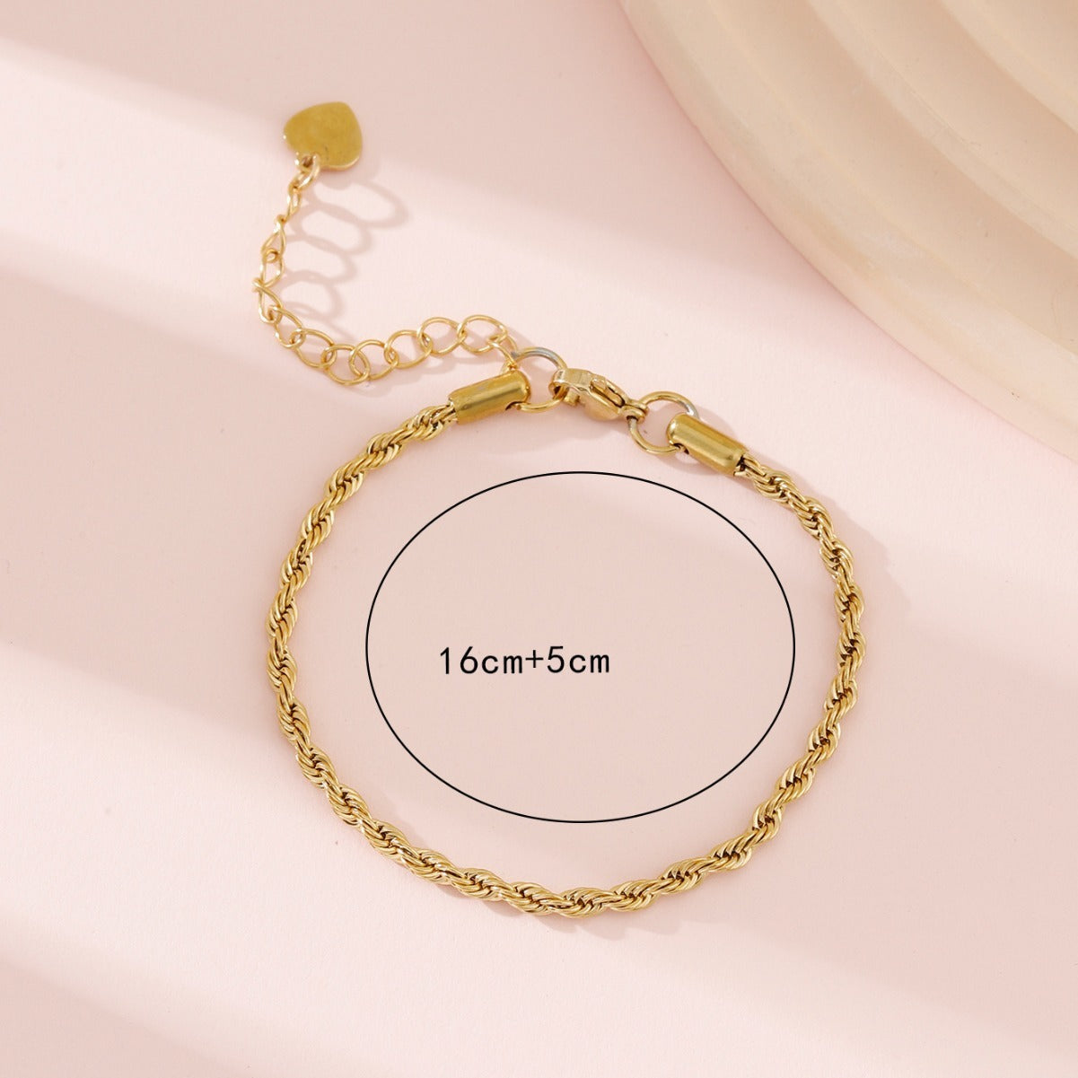 Womens Stainless Steel Peach Heart Bracelet Geometric Line