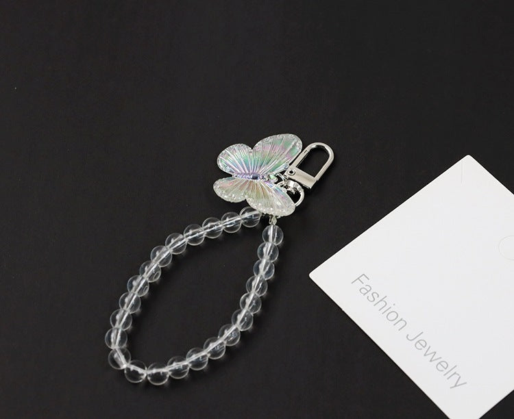 Acrylic Keychain Cartoon Bear or Butterfly Clear Charm with Durable Cotton Thread and Protective Case Key Ring