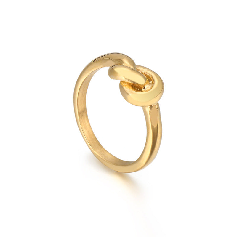 Knot Geometric Titanium Steel Ring Gold Tone Or Rose Gold For Women Size 6 7 8 9 Fashion Jewelry Everyday Wear Jewelry