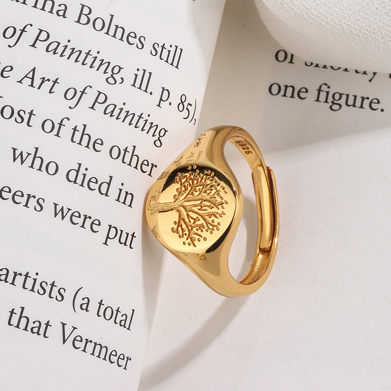 Silver Ring With Flower And Leaf Design Korean Inspired Electroplated Individually Packed Ring For Trade Fairs