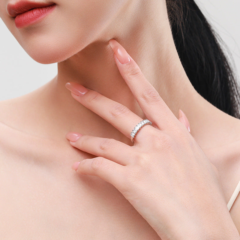 Sterling Silver Stackable Ring With Gold Plated Gemstones Inlay And Diamond Processing 925 Silver Ring For Her