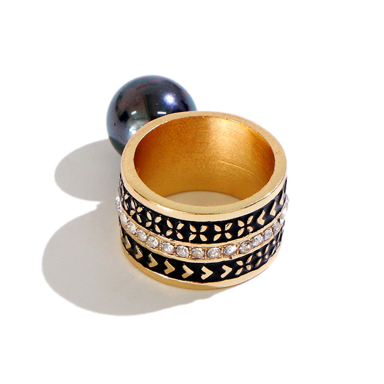 New Style Ring European Retro Zircon Inlaid Diamond Ring Gold Plated Geometric Pastoral Ethnic Jewellery Women