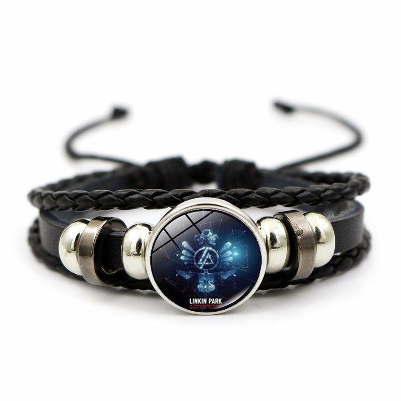 Unisex Beaded Bracelet Handwoven With Alloy Gem Flower