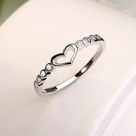 Womens Hollowed Heart Ring Electroplated Alloy Fashion Jewelry Elegant Durable Versatile Gift For Her And Everyday Style