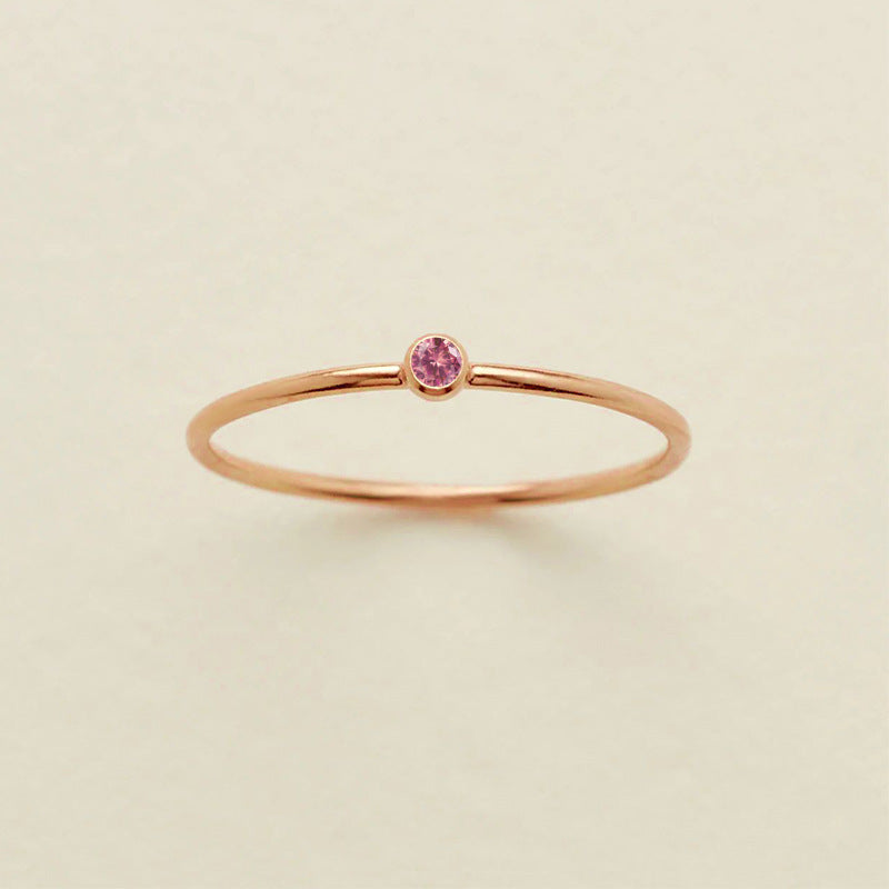 Stainless Steel Geometric Ring With Diamond Accents And Colorful Simulated Birthstone Anniversary Ring For Women Girls