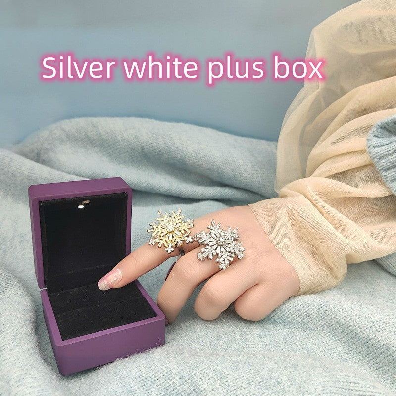 Girls Rotatable Snowflake Ring Turning Ring Alloy Silver Plated Gold Plated Inlaid Artificial Gems and Semi-Precious Stones Scarlet Witch Ring