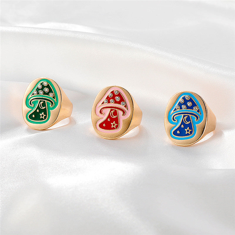 Geometric Alloy Ring For Women Dripping Mushroom Design