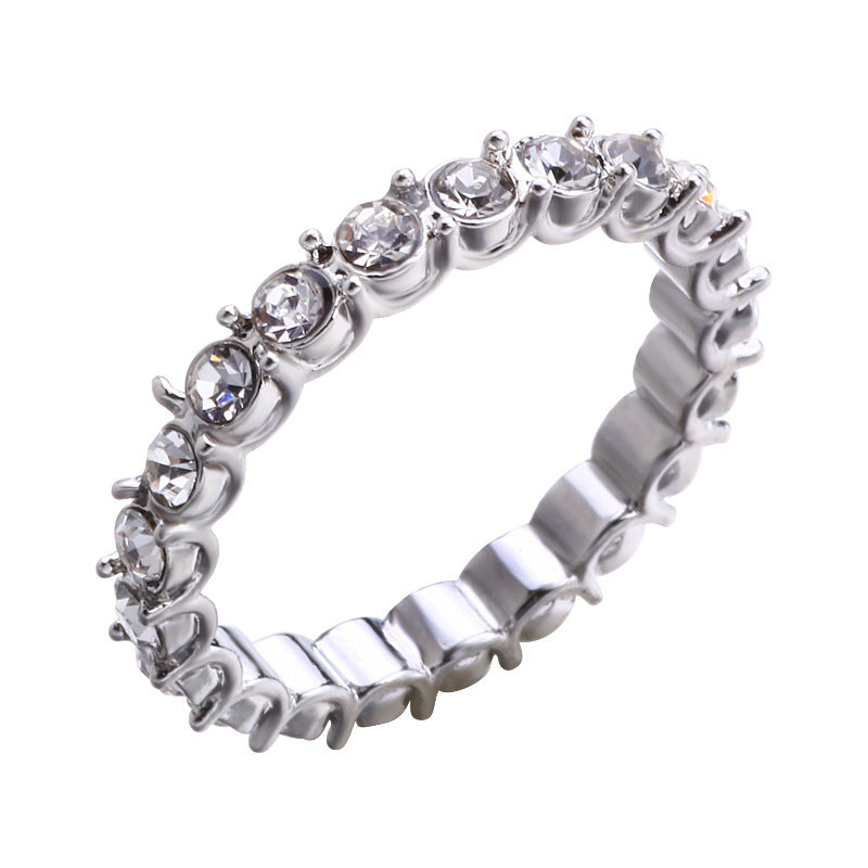 Womens Ring Platinum Plated Copper Ring With Zircon Stone Geometric Ring Design Wedding Or Engagement European