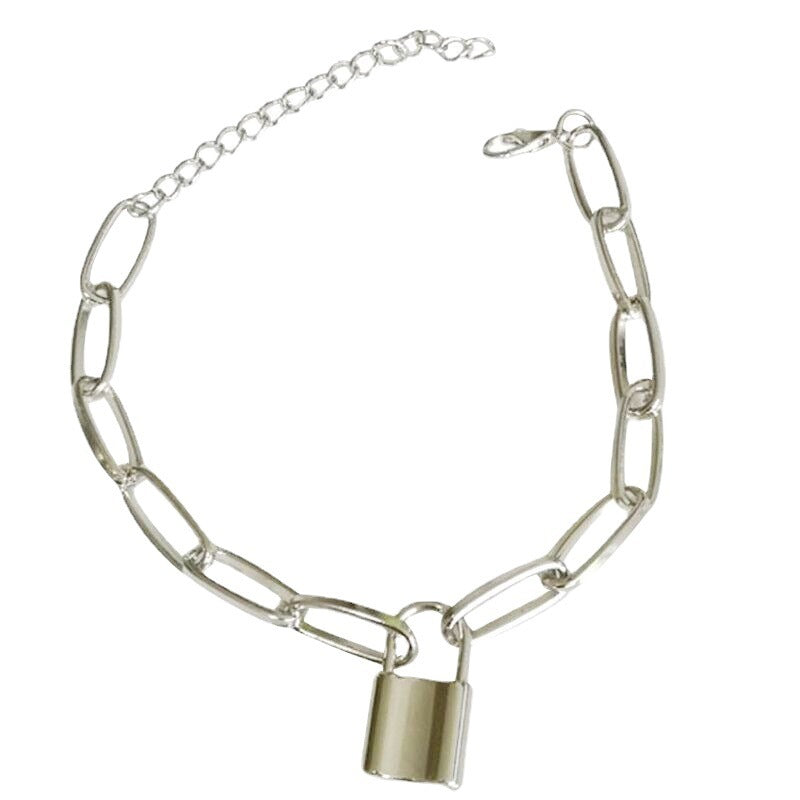 Titanium Steel Bracelet With Geometric Pendant Ball Chain