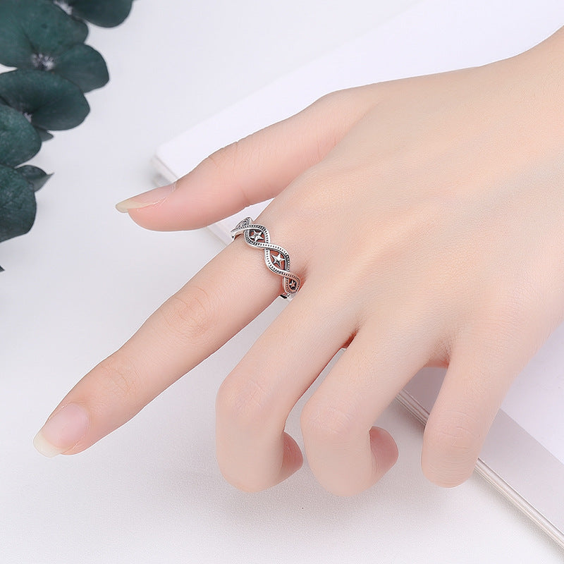Unisex Sterling Silver Ring Adjustable Constellation Retro Vintage Style Thin Band Lightweight Gift Box Included