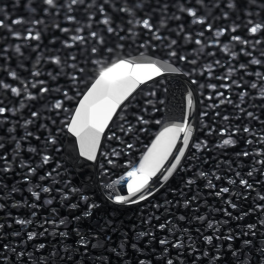 Unisex Titanium Ring Irregular Polished Wave Design Fashion Jewelry Ring For Men And Women Band Gift And Pearl