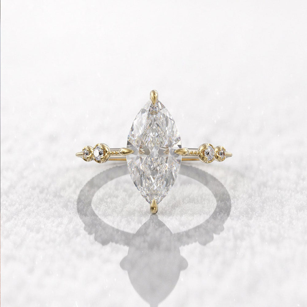 Classic Four Claw Horse Eye Zirconia Ring for Women White Gold Tone Jewelry Sizes 6 7 8 9 10 Copper Base Shine