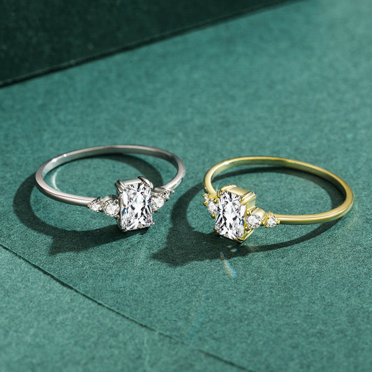 Womens 925 Silver Zircon Inlay Ring Elegant Classic Cut Design 1 Carat Engagement Promise Ring For Her Sparkle