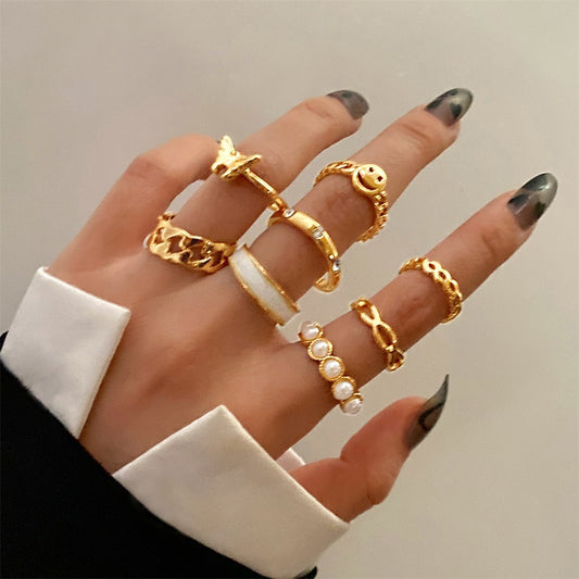 Sword Flower Butterfly Snake Ring Set Midi Knuckle Rings Punk Jewelry For Women Fashion Stylish Midi Ring Sets
