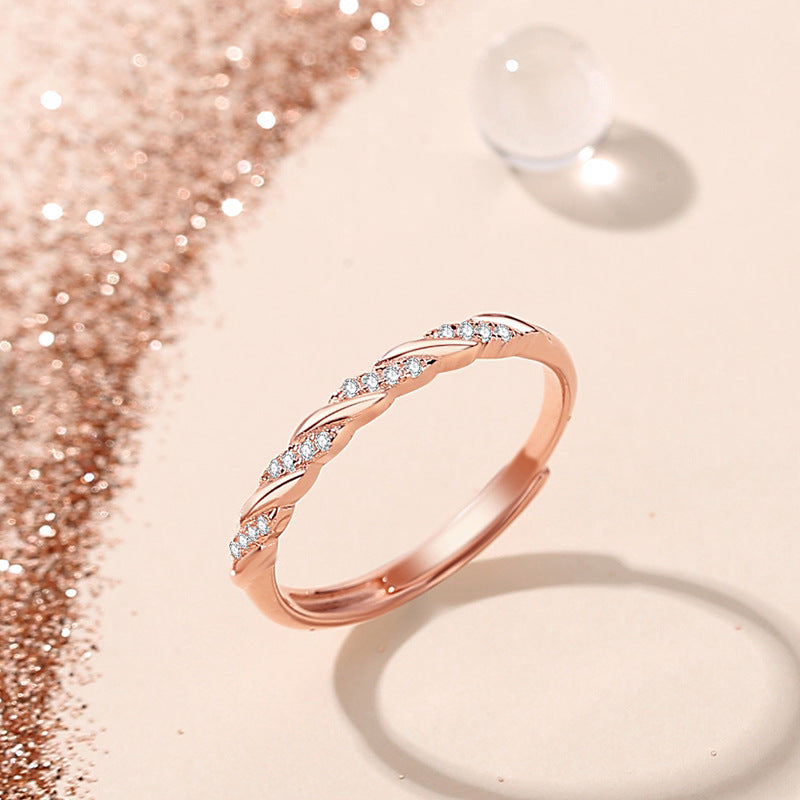 Womens Adjustable 925 Sterling Silver Ring With Olive Branch Geometry Woven Band Fashion Jewelry For Every Day