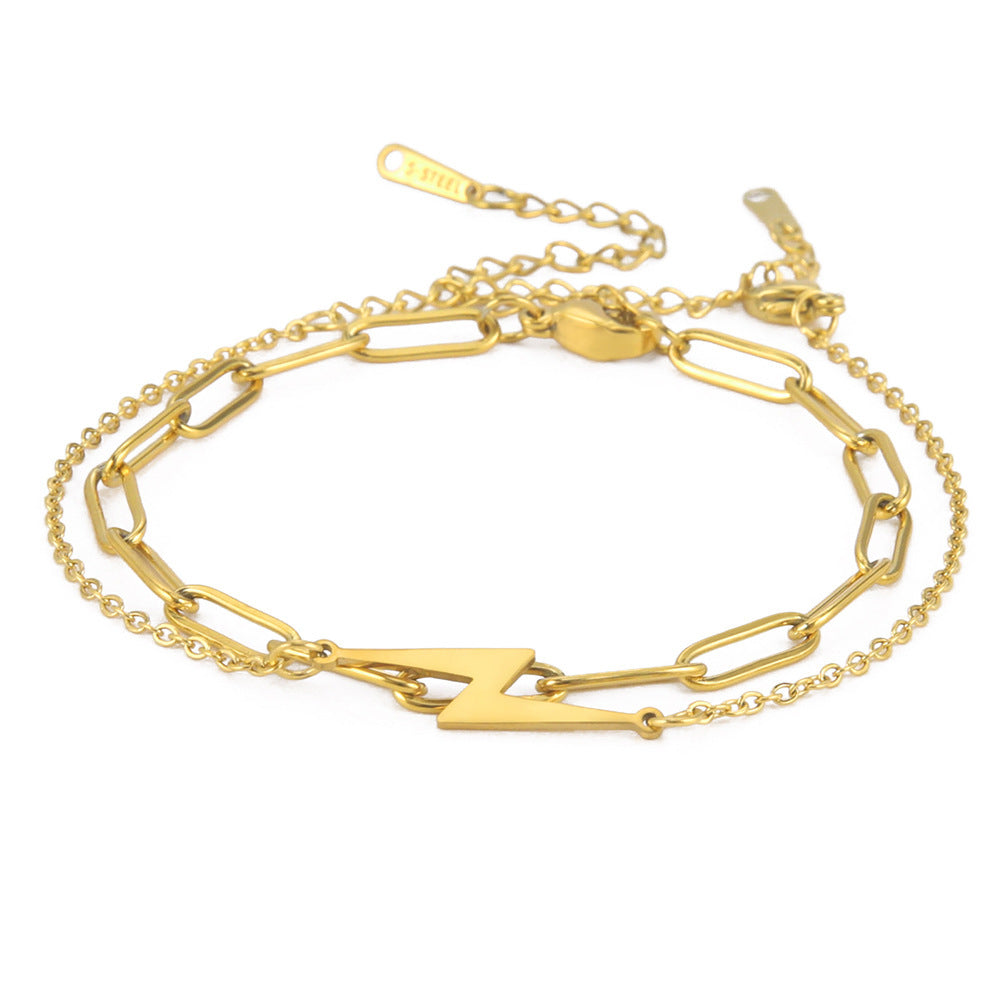 Womens Elegant Stainless Steel Double Layer Bracelet Pattern Design Simple Bangle Jewelry Gift For Her Stylish